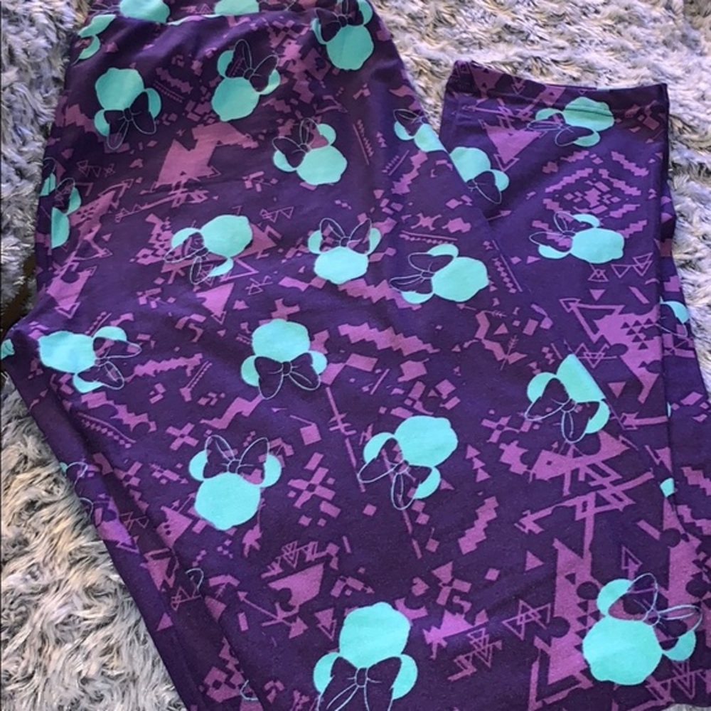 Lularoe Disney Minnie Mouse Purple & Teal Leggings